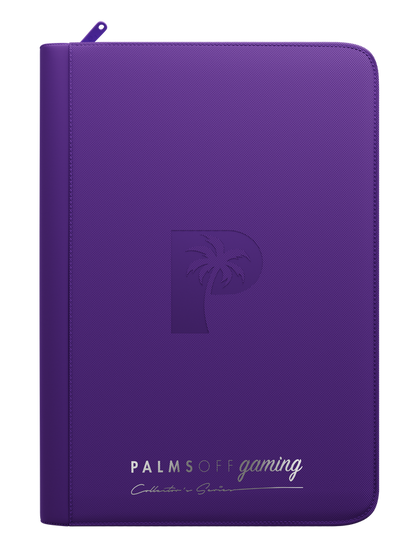 Palms Off Gaming purple binder with side-loading pages