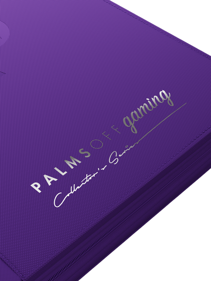 purple 9 pocket zip binder holding 160 trading cards
