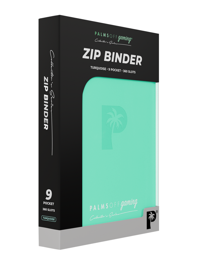 Palms Off Gaming turquoise 9 Pocket Zip Binder