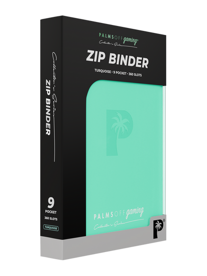 Palms Off Gaming turquoise 9 Pocket Zip Binder