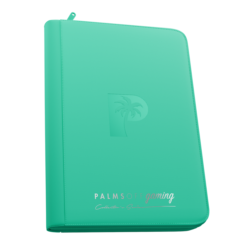 turquoise 9 pocket zip binder holding 160 trading cards