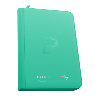 turquoise 9 pocket zip binder holding 160 trading cards