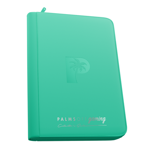 turquoise 9 pocket zip binder holding 160 trading cards