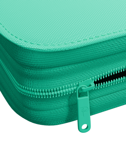 Palms Off Gaming turquoise binder with side-loading pages
