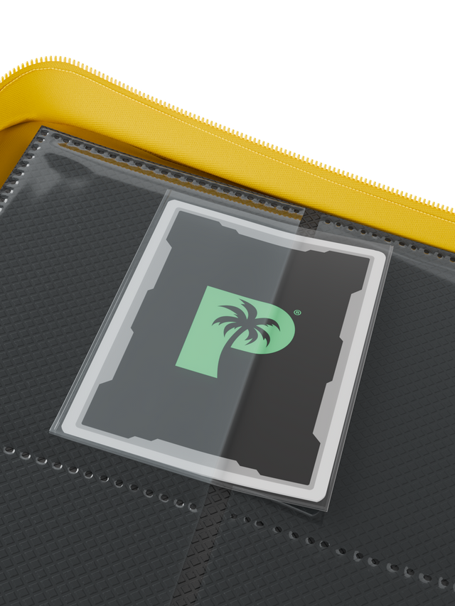 Palms Off Gaming yellow binder with side-loading pages
