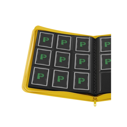 Palms Off Gaming yellow binder with side-loading pages