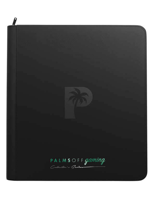 Palms Off Gaming black binder with side-loading pages