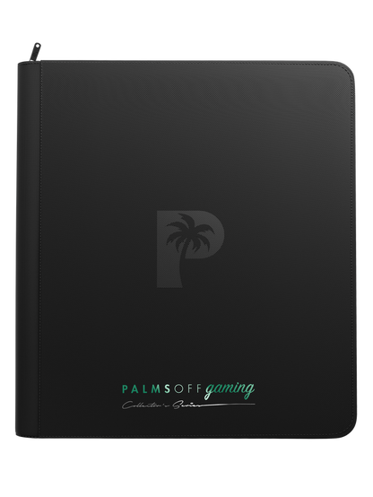 Palms Off Gaming black binder with side-loading pages