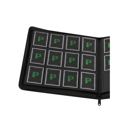 Palms Off Gaming black binder with side-loading pages