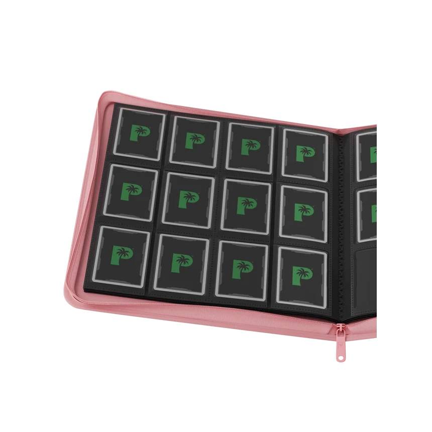Palms Off Gaming pink binder with side-loading pages