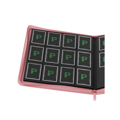 Palms Off Gaming pink binder with side-loading pages
