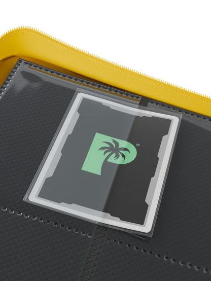 Palms Off Gaming yellow binder with side-loading pages