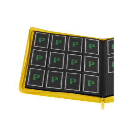 Palms Off Gaming yellow binder with side-loading pages