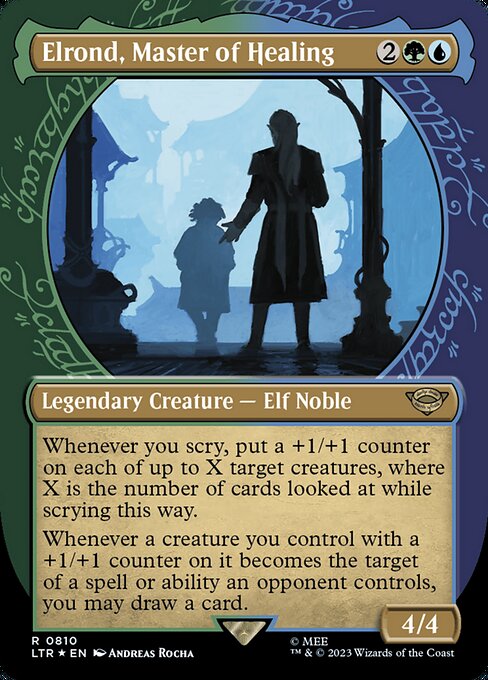 MTG Elrond, Master of Healing LTR 810 Borderless Surge Foil