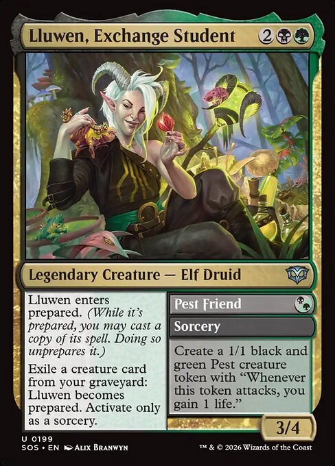 MTG Lluwen, Exchange Student // Pest Friend SOS 199 Regular Nonfoil