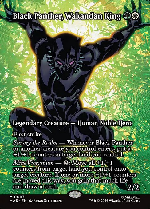 MTG Black Panther, Wakandan King MAR 087 Borderless Source Material Foil