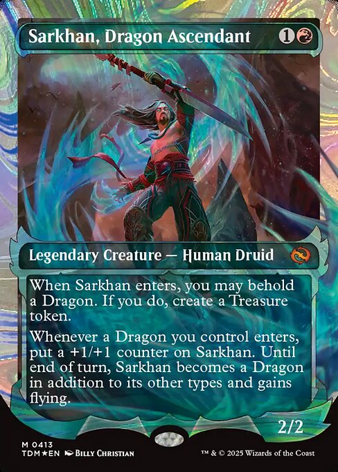 MTG Sarkhan, Dragon Ascendant TDM 413 Showcase Ghostfire Halo Foil
