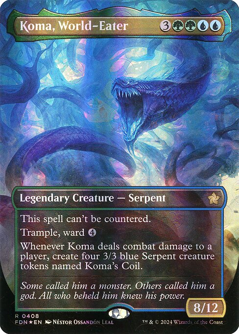 MTG Koma, World-Eater FDN 408 Borderless Mana Foil