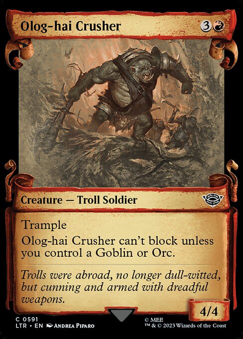 MTG Olog-hai Crusher LTR 591 Showcase Scrolls of Middle-earth Silver Foil