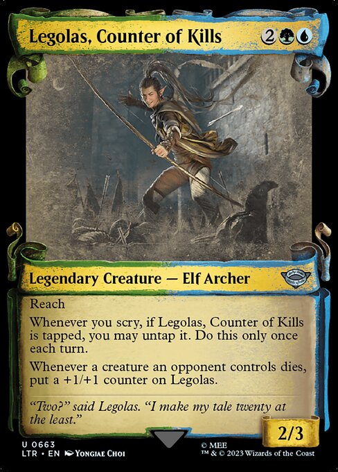 MTG Legolas, Counter of Kills LTR 663 Showcase Scrolls of Middle-earth Silver Foil