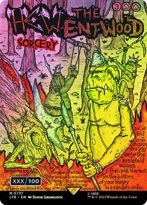 MTG Hew the Entwood LTR 737z Borderless Poster Serialized Double Rainbow Foil