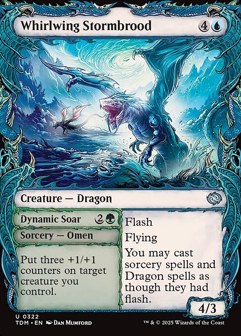 MTG Whirlwing Stormbrood // Dynamic Soar TDM 322 Showcase Draconic Frame Foil