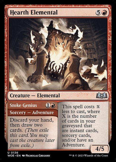 MTG Hearth Elemental // Stoke Genius WOE 136 Regular Foil