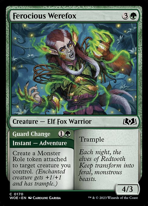 MTG Ferocious Werefox // Guard Change WOE 170 Regular Foil