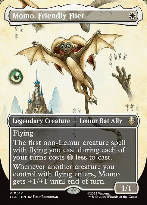 MTG Momo, Friendly Flier TLA 317 Borderless Field Notes Nonfoil