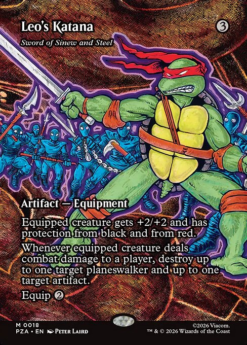 MTG Sword of Sinew and Steel PZA 018 Borderless Source Material Foil