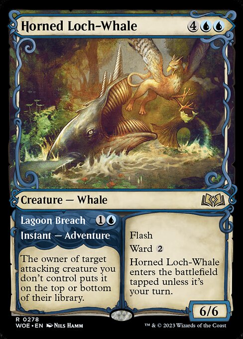 MTG Horned Loch-Whale // Lagoon Breach WOE 278 Showcase Adventure Foil