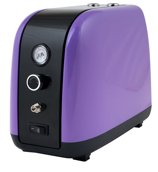 2SPRAY IS386P purple airbrush compressor with regulator and pressure gauge