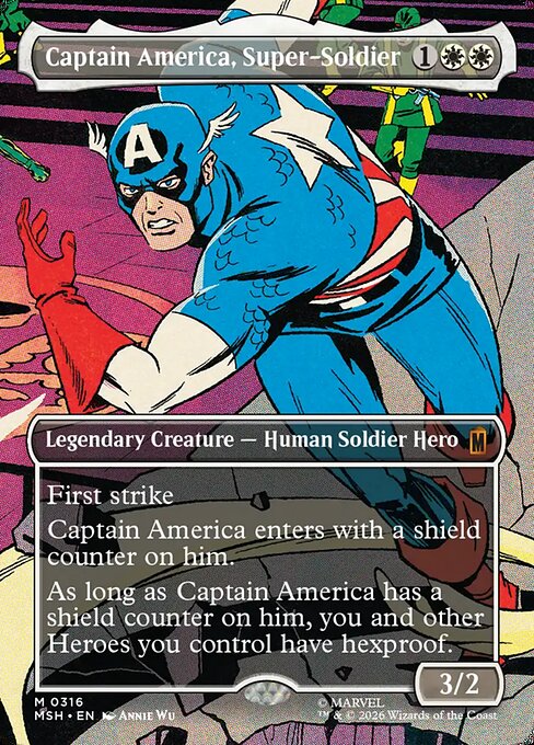 MTG Captain America, Super-Soldier MSH 316 Borderless Scene Foil