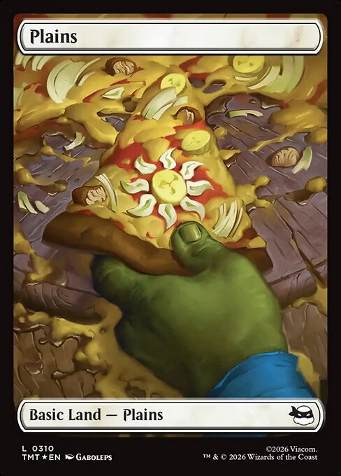 MTG Plains TMT 310 Full-Art Pizza Basic Land Surge Foil