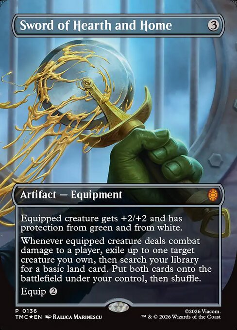 MTG Sword of Hearth and Home TMC 136 Borderless Pizza Bundle Promo Foil