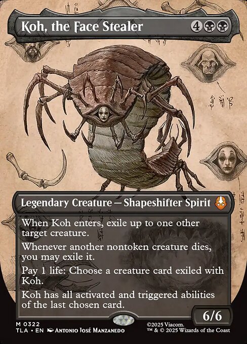 MTG Koh, the Face Stealer TLA 322 Borderless Field Notes Nonfoil
