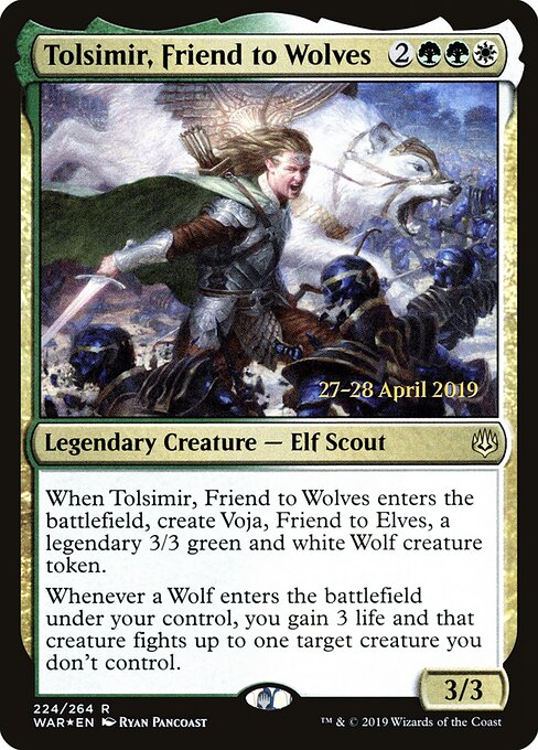 MTG Tolsimir, Friend to Wolves PWAR 224S Prerelease Promo Foil front