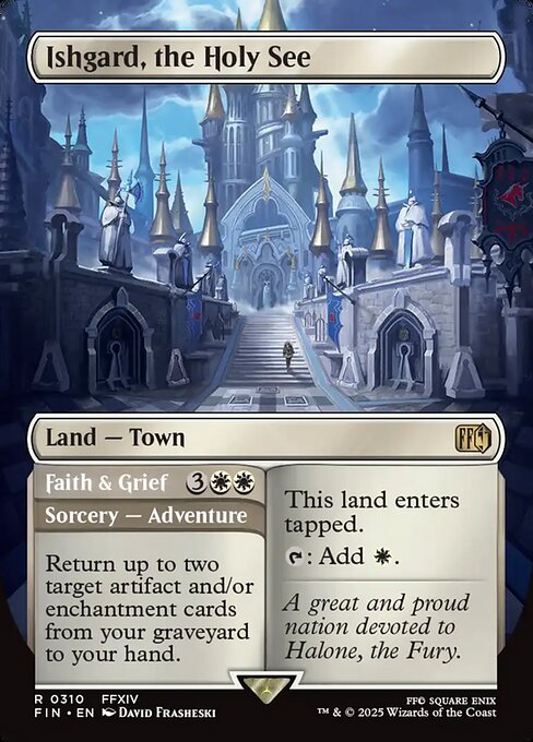 MTG Ishgard, the Holy See // Faith & Grief FIN 310 Borderless Adventure Land Foil