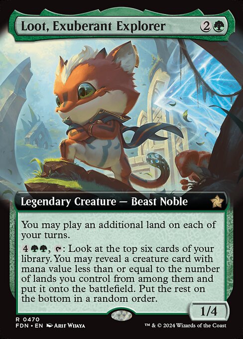 MTG Loot, Exuberant Explorer FDN 470 Extended Art Nonfoil