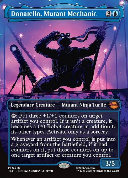 MTG Donatello, Mutant Mechanic TMT 216 Borderless Silhouette Foil
