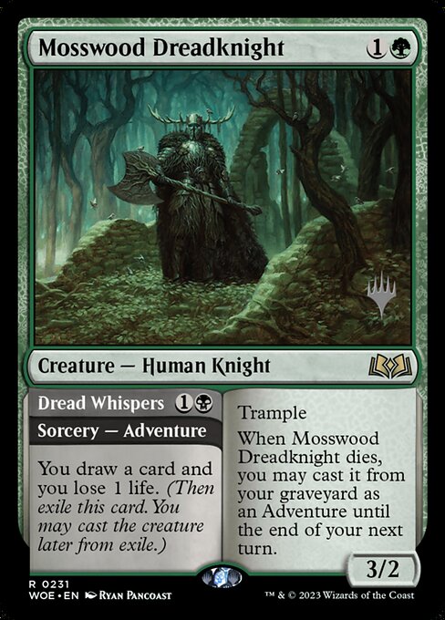 MTG Mosswood Dreadknight // Dread Whispers PWOE 231p Promo Pack Foil