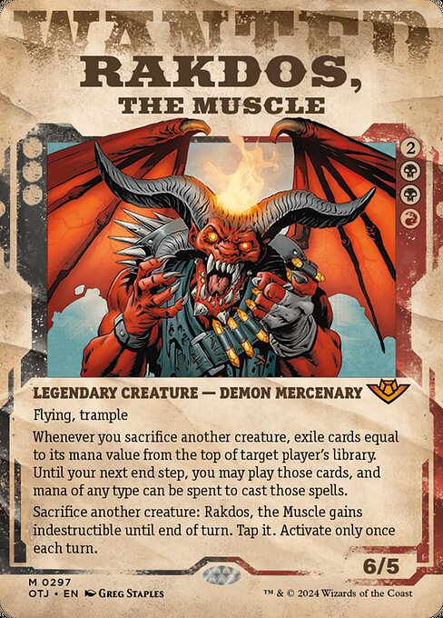 MTG Rakdos, the Muscle OTJ 297 Wanted Poster Nonfoil
