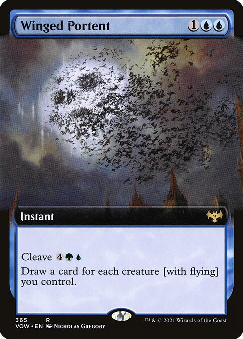 MTG Winged Portent VOW 365 Extended Art Foil front