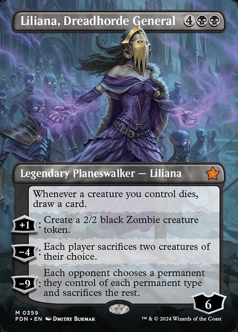 MTG Liliana, Dreadhorde General FDN 359 Borderless Foil