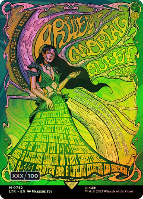 MTG Arwen, Mortal Queen LTR 742z Borderless Poster Serialized Double Rainbow Foil