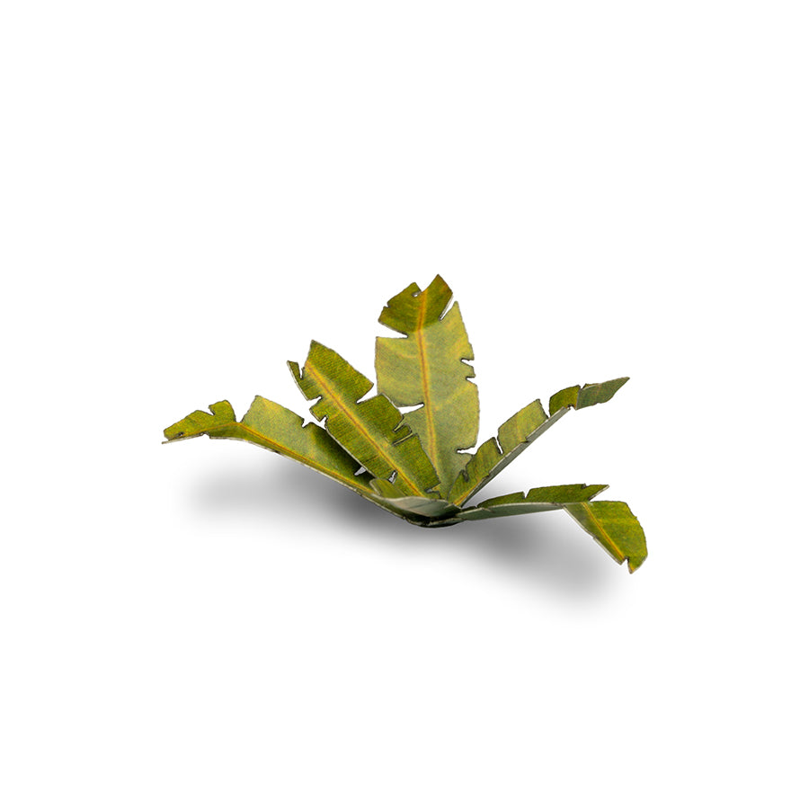 Close-up of an assembled Banana Tree laser-cut plant showing realistic leaf shape, colour and fine cut details.