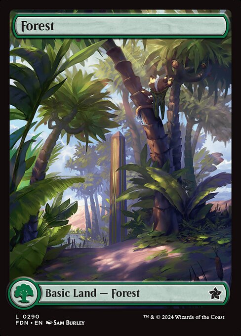 MTG Forest FDN 290 Full-Art Character Land Foil