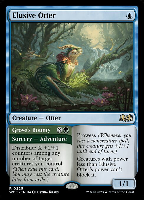 MTG Elusive Otter // Grove's Bounty WOE 225 Regular Foil