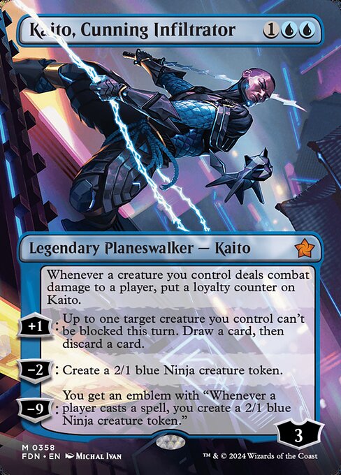 MTG Kaito, Cunning Infiltrator FDN 358 Borderless Foil