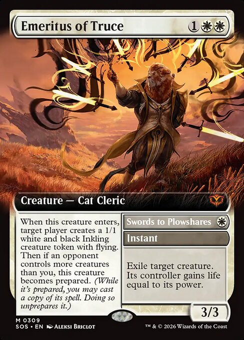 MTG Emeritus of Truce // Swords to Plowshares SOS 309 Extended Art Nonfoil